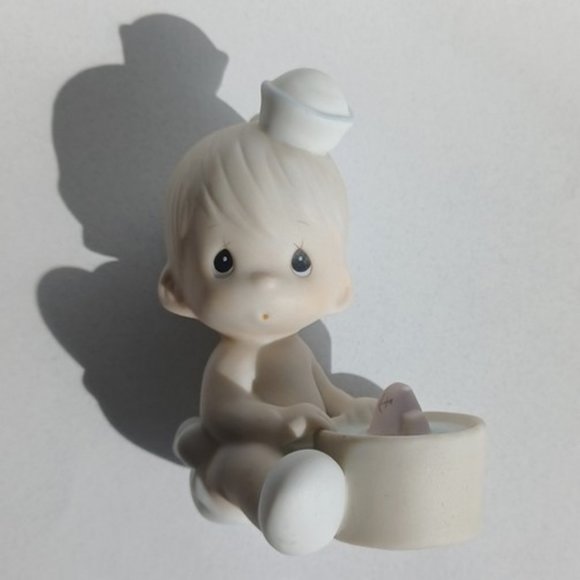 Precious Moments "I would be sunk without you" Sailor Baby with Boat 102970 1987 - Picture 14 of 14